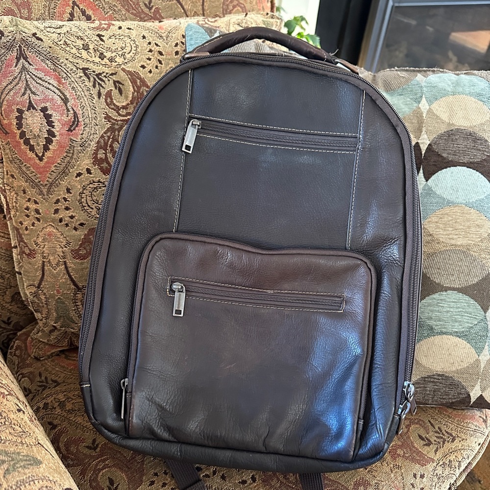 Wilson Brown Leather Backpack Multi-Compartment Laptop Unisex